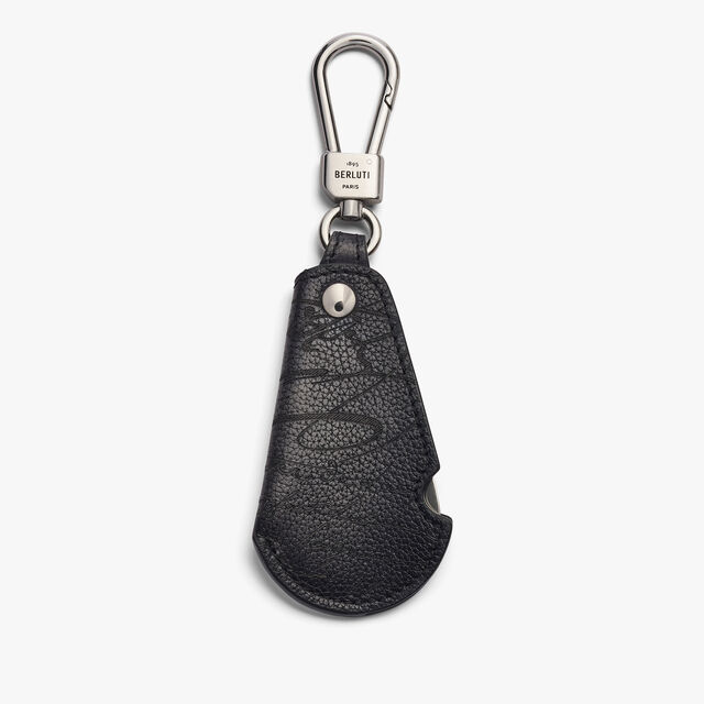 Rotative Shoehorn Scritto Leather Key Ring, NERO GRIGIO, hi-res 1