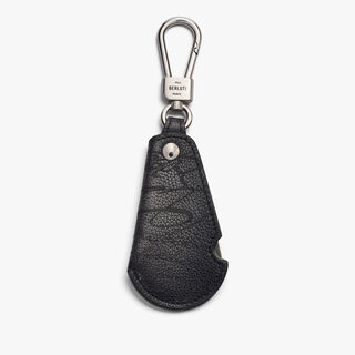 Rotative Shoehorn Scritto Leather Key Ring, NERO GRIGIO, hi-res