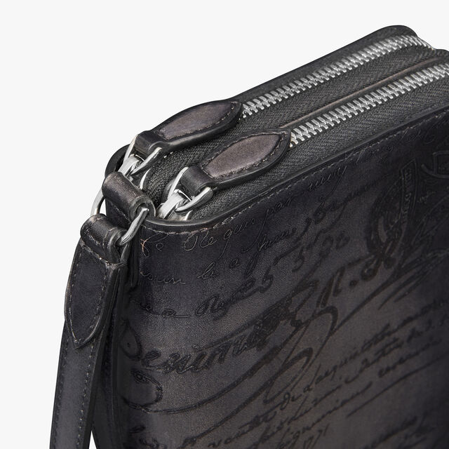 Tali Scritto Leather Long Zipped Wallet, NERO GRIGIO, hi-res 5