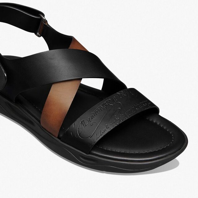 Sandal Shadow En Cuir, BLACK + CACAO INTENSO, hi-res 6