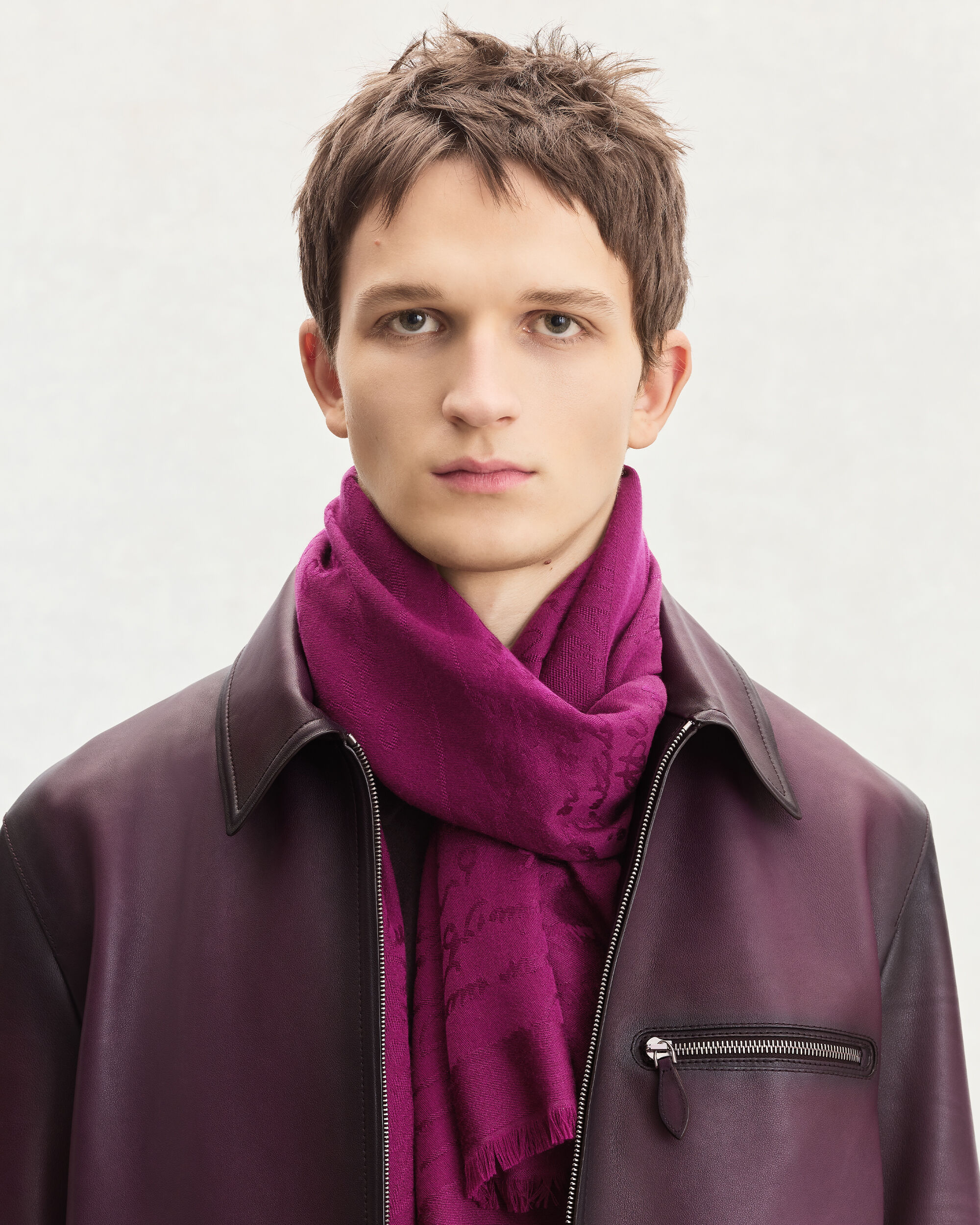 Scritto Pattern Scarf, Purple Fushia, hi-res