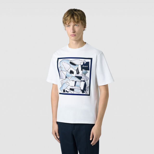 Shoe Collage T-shirt, OPTICAL WHITE/SHOE PATTERN BLU, hi-res 2