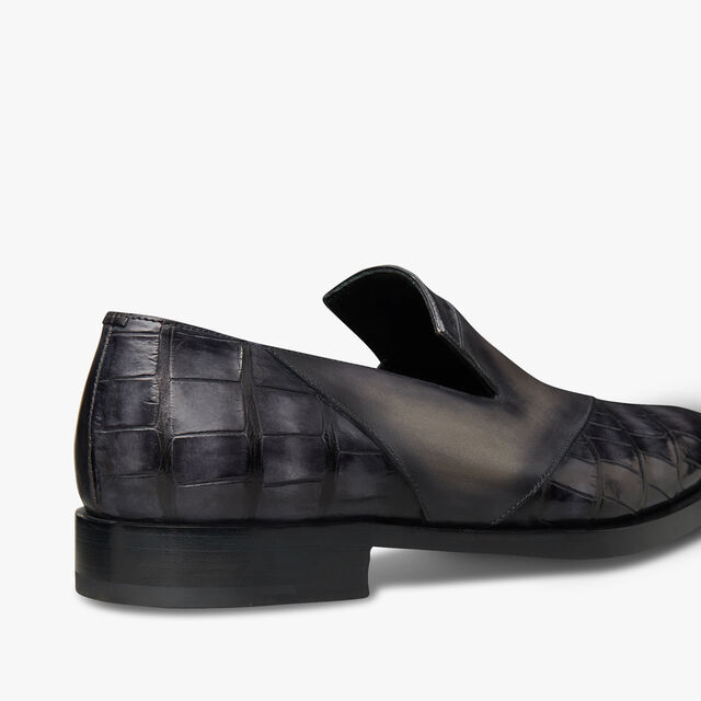 Mocassin Patchwork Démesure En Cuir et Cuir d’Alligator, NERO GRIGIO, hi-res 5