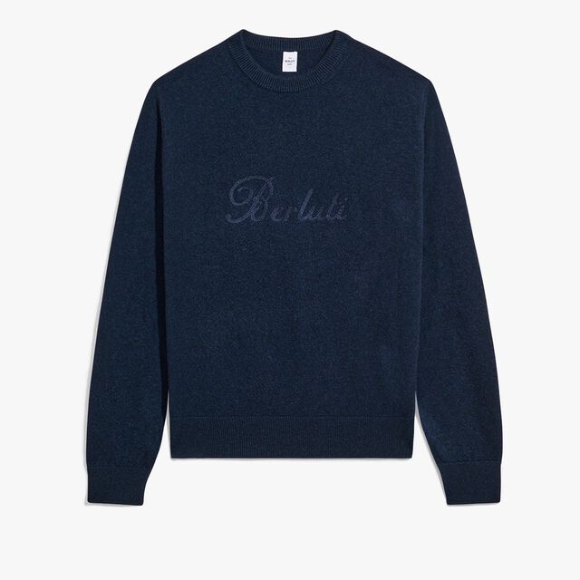 Cashmere Sweater With Thabor Embroidery, BLUE WINTER NIGHT, hi-res 1