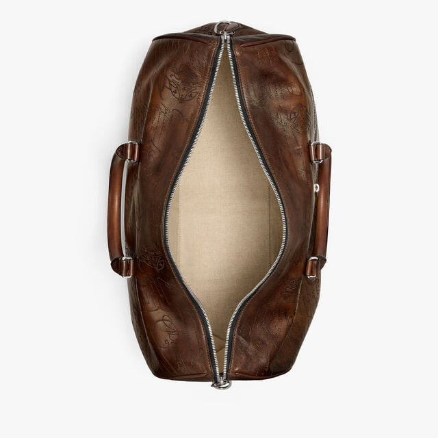 Jour Off MM Scritto Leather Travel Bag, CACAO INTENSO, hi-res 10