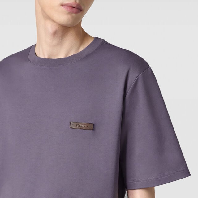 T-shirt avec Détail en Cuir, SMOCKY LILAC, hi-res 5
