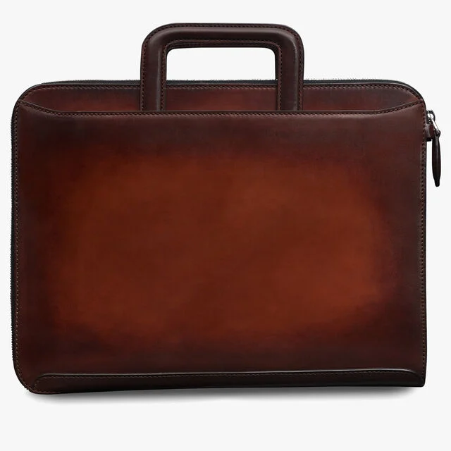 Lift II Scritto Leather Briefcase, CACAO INTENSO, hi-res 3