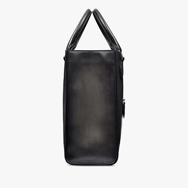 Ulysse Small Scritto Swipe Leather Tote Bag, NERO GRIGIO, hi-res 5