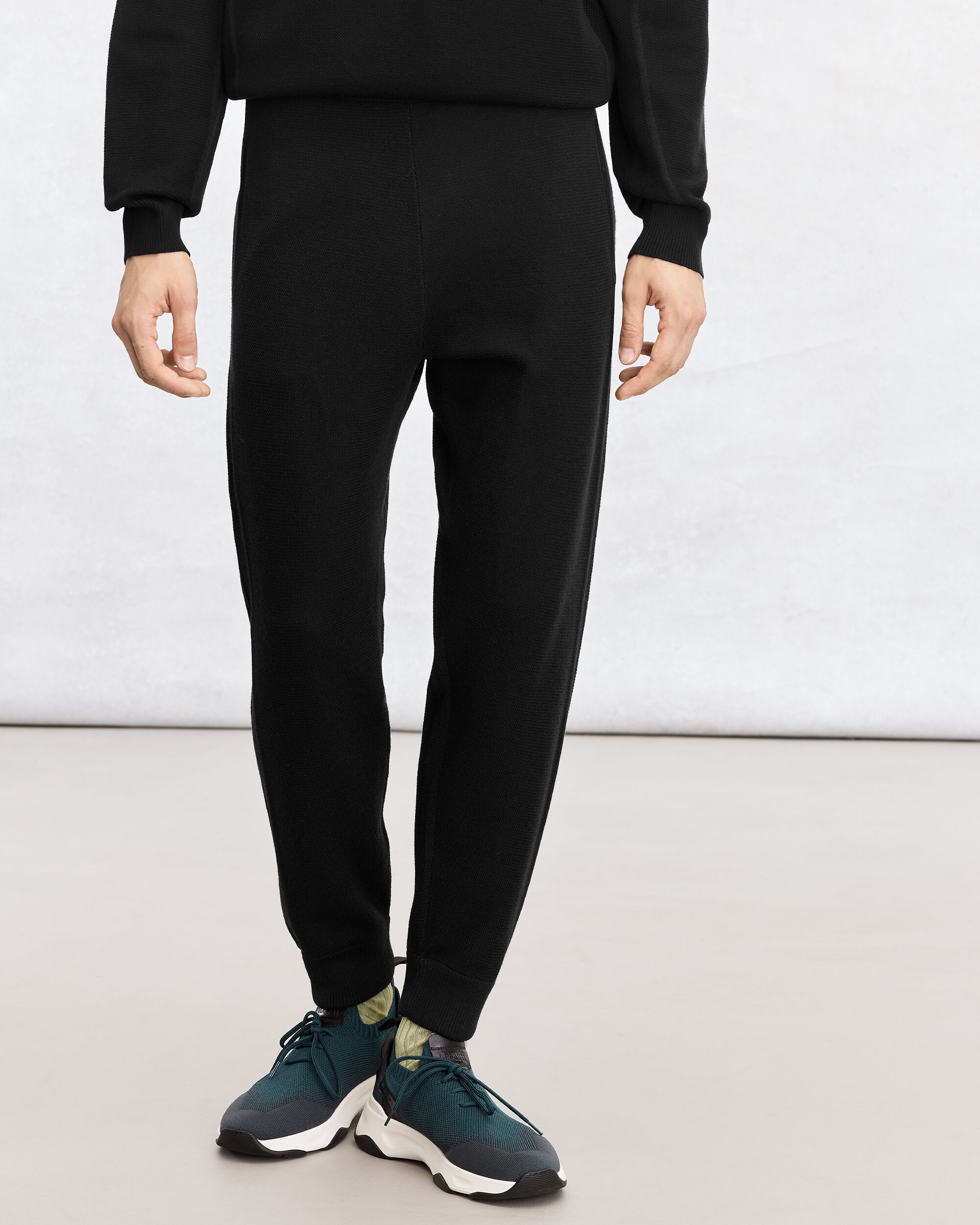 Shadow Jogpants with Leather Detail, Noir, hi-res