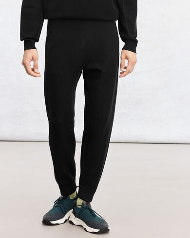 Shadow Jogpants with Leather Detail, Noir, hi-res