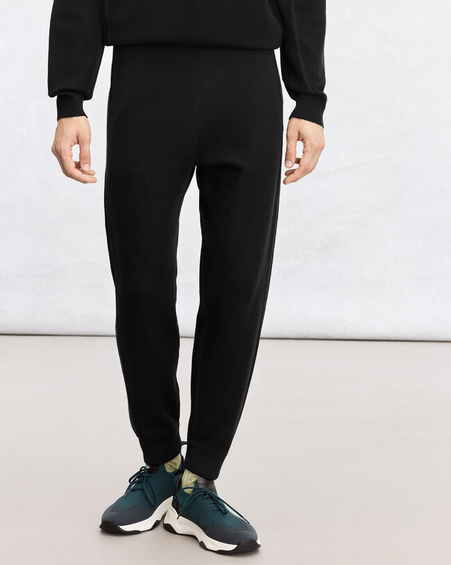 Shadow Jogpants with Leather Detail, Noir, hi-res