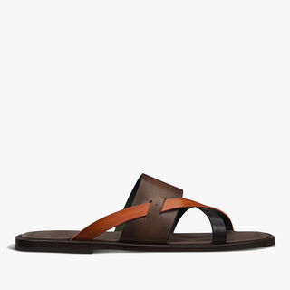 Icaria Venezia Calf Leather Sandal, MARRONE INTENSO + ARANCIO VERM, hi-res
