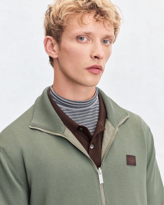 Blouson R&eacute;versible avec D&eacute;tail en Cuir, Salvia, hi-res