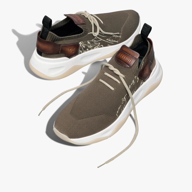 Shadow Knit And Leather Sneaker, KAKI, hi-res 7