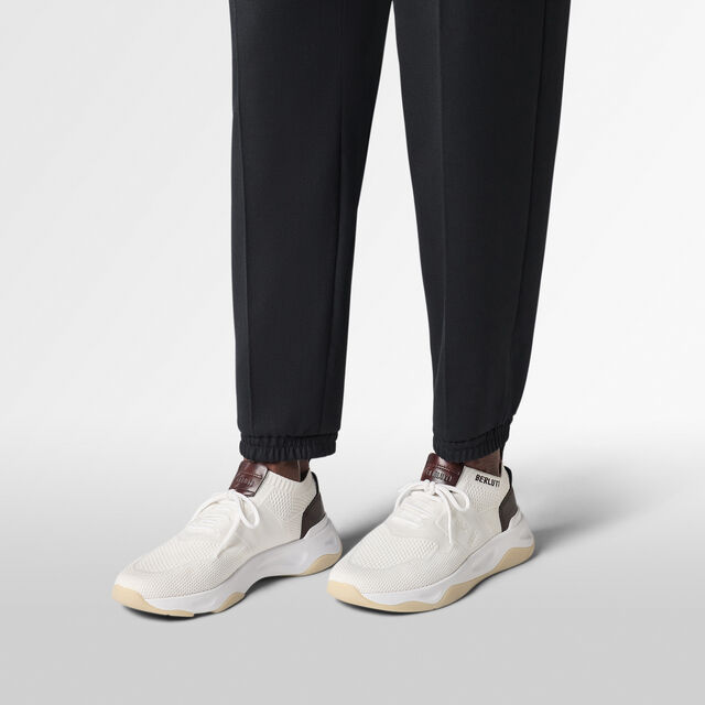 Shadow Knit And Lagoon Calf Sneaker, WHITE, hi-res 2