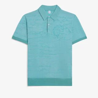 Light Scritto Wool Short Sleeved Polo, DEEP TEAL GREEN, hi-res