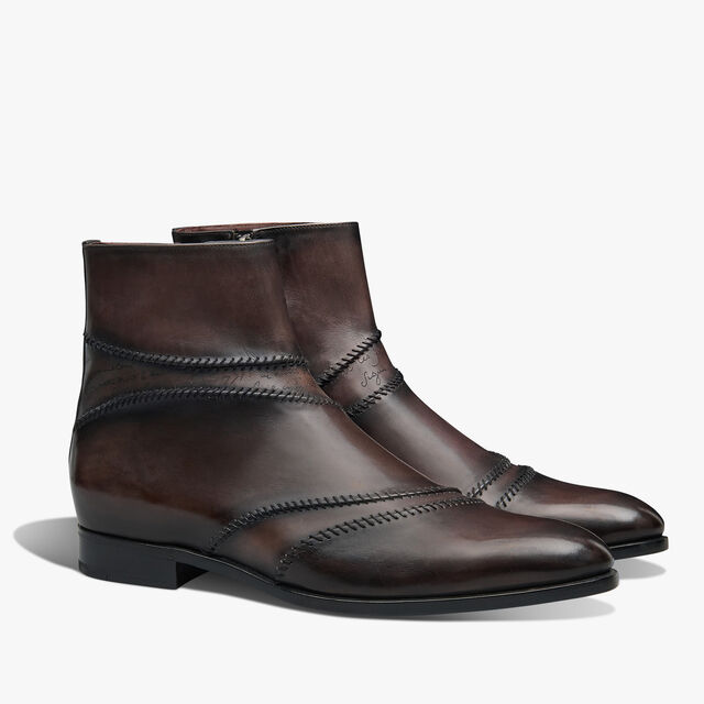Rapiécé-Reprisé Scritto Leather Boot, VIGOGNA, hi-res 2