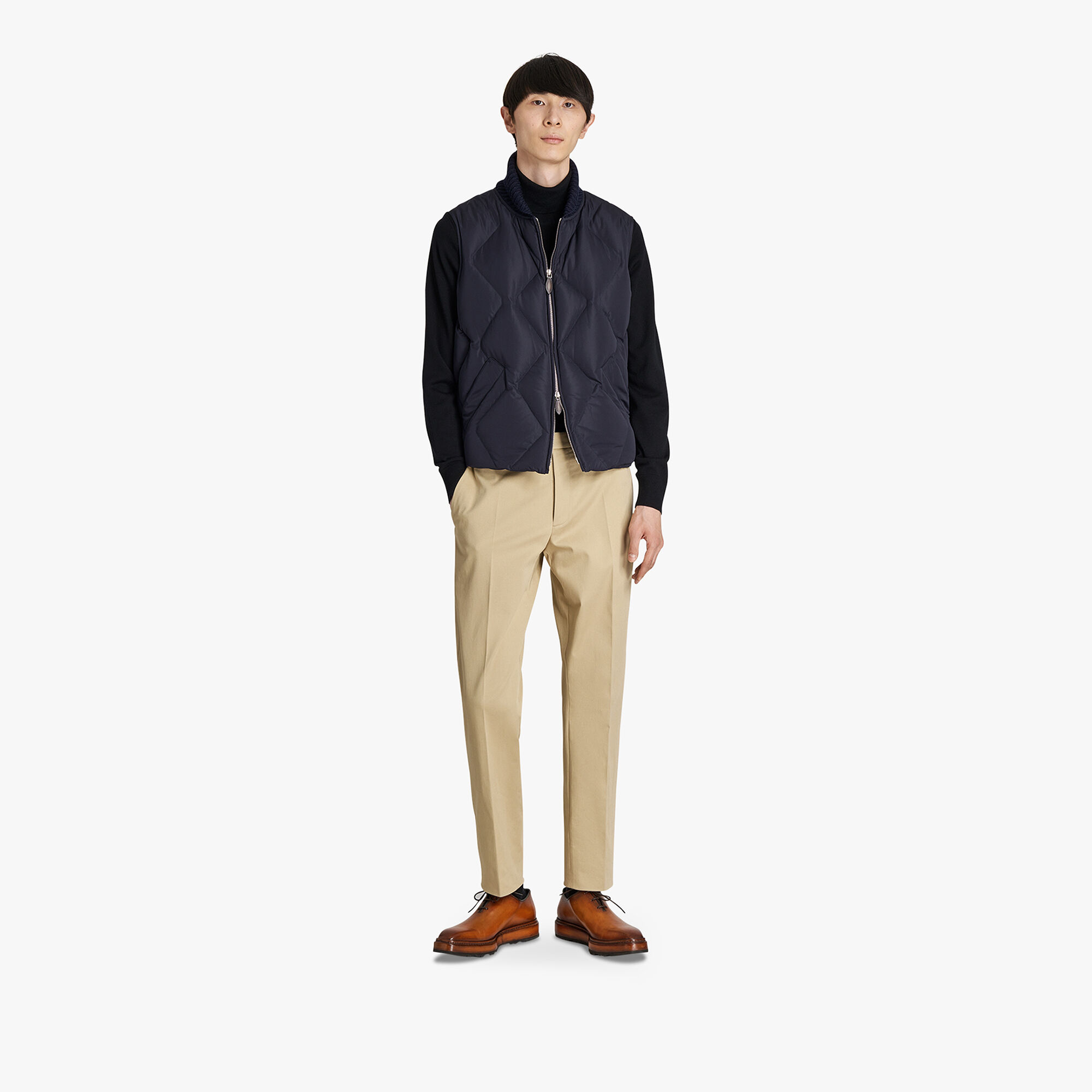 Quilted Nylon Down Gilet With Knit Collar | Berluti US