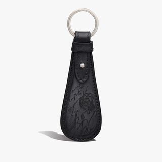 Shoehorn Scritto Leather Key Ring, NERO GRIGIO, hi-res