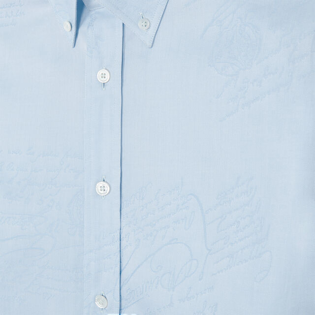 Chemise Alessandro À Col Boutonné En Coton Scritto, SKY BLUE, hi-res 2