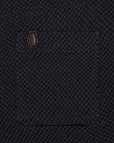 Leather Detail Polo, Marine, hi-res