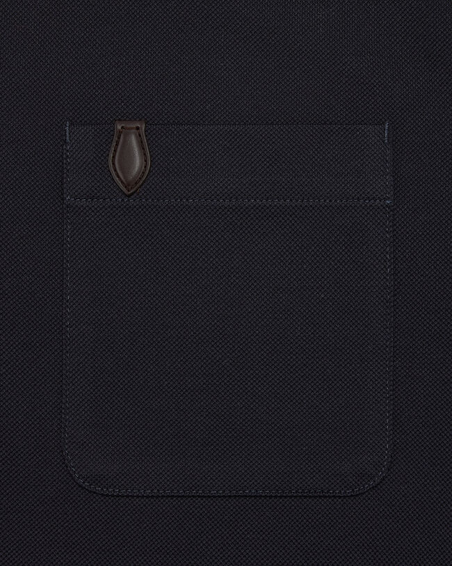 Leather Detail Polo, Marine, hi-res