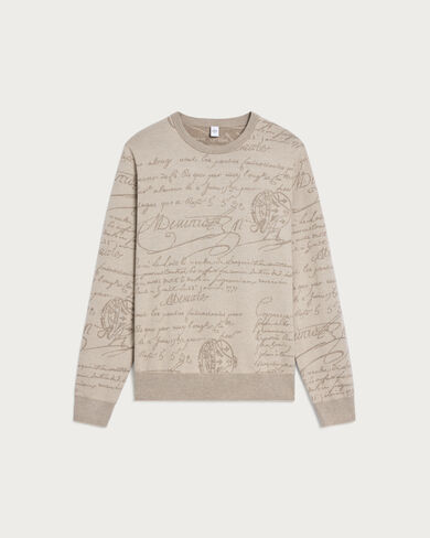 スクリットパターン クルーネック, Woolly Beige, hi-res
