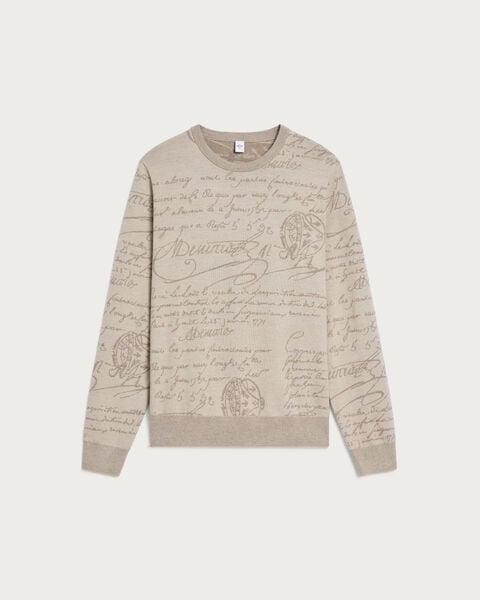 Pull Motif Scritto, Woolly Beige, hi-res