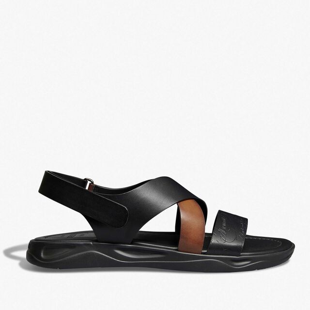 Sandal Shadow En Cuir, BLACK + CACAO INTENSO, hi-res 1