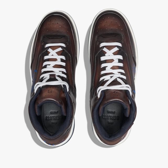 Playoff Scritto Leather Sneaker, MARRONE INTENSO+BLU, hi-res 3