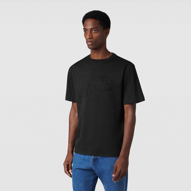 Scritto Embroidered T-shirt, NOIR, hi-res 2