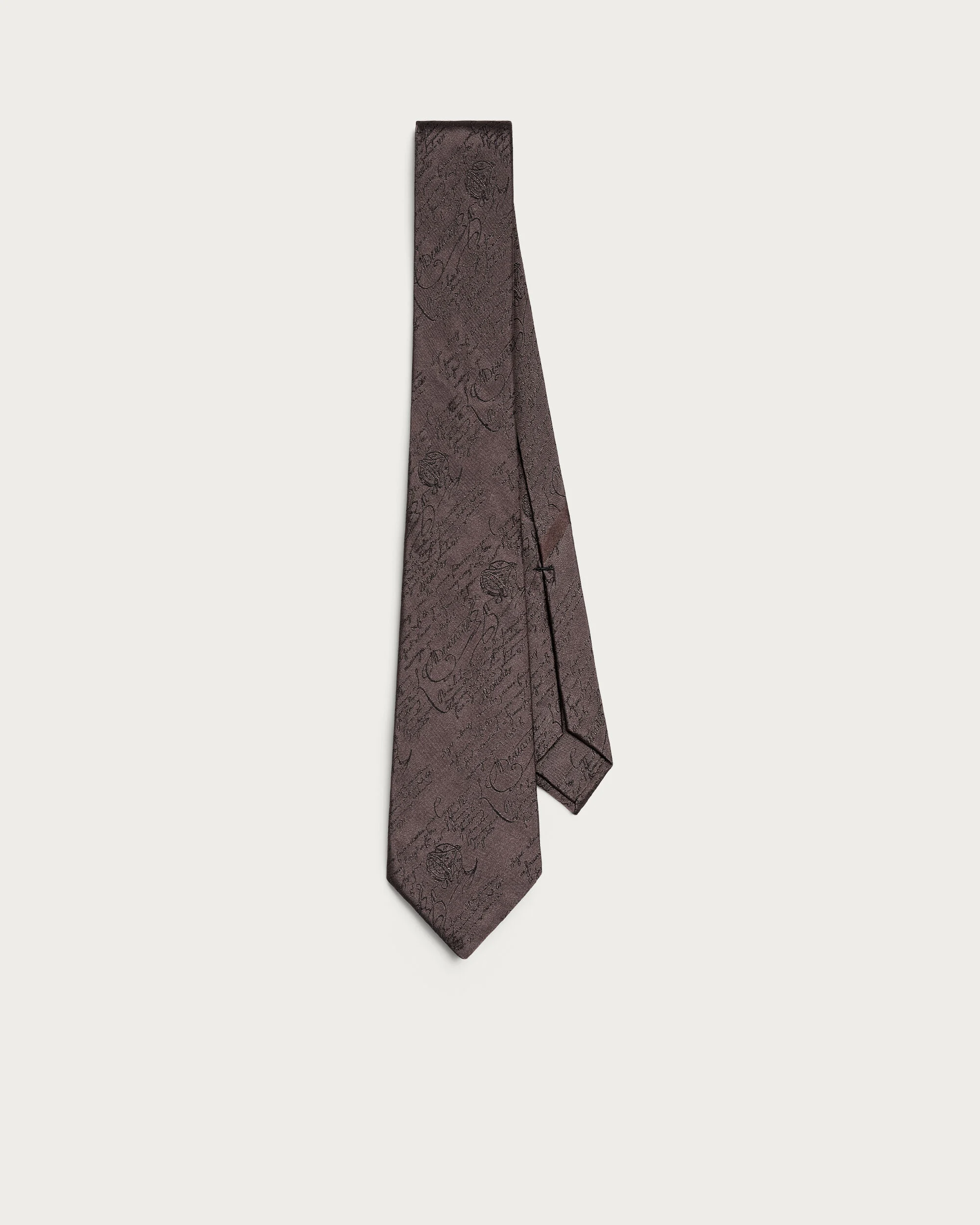 Classic Scritto Pattern Tie, Signature Brown, hi-res
