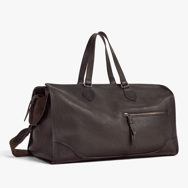 Overnight Travel Bag In Leather, DARK BROWN, hi-res 6