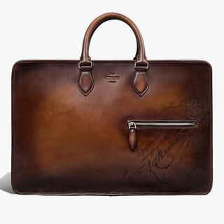 Trois Nuits Leather Briefcase, CACAO INTENSO, hi-res