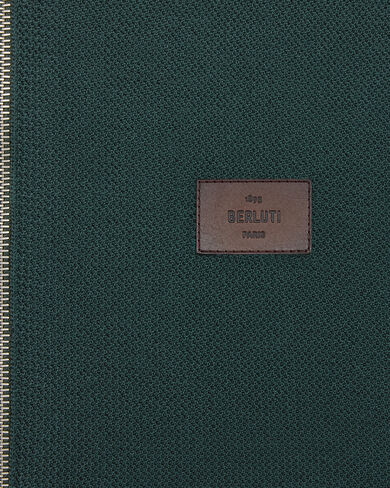 Pull Zipp&eacute; Shadow avec D&eacute;tails en Cuir, Fir Green, hi-res