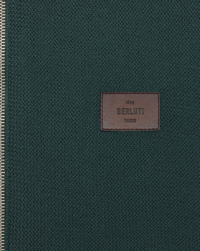 Shadow Zipped Hoodie with Leather Details, Fir Green, hi-res