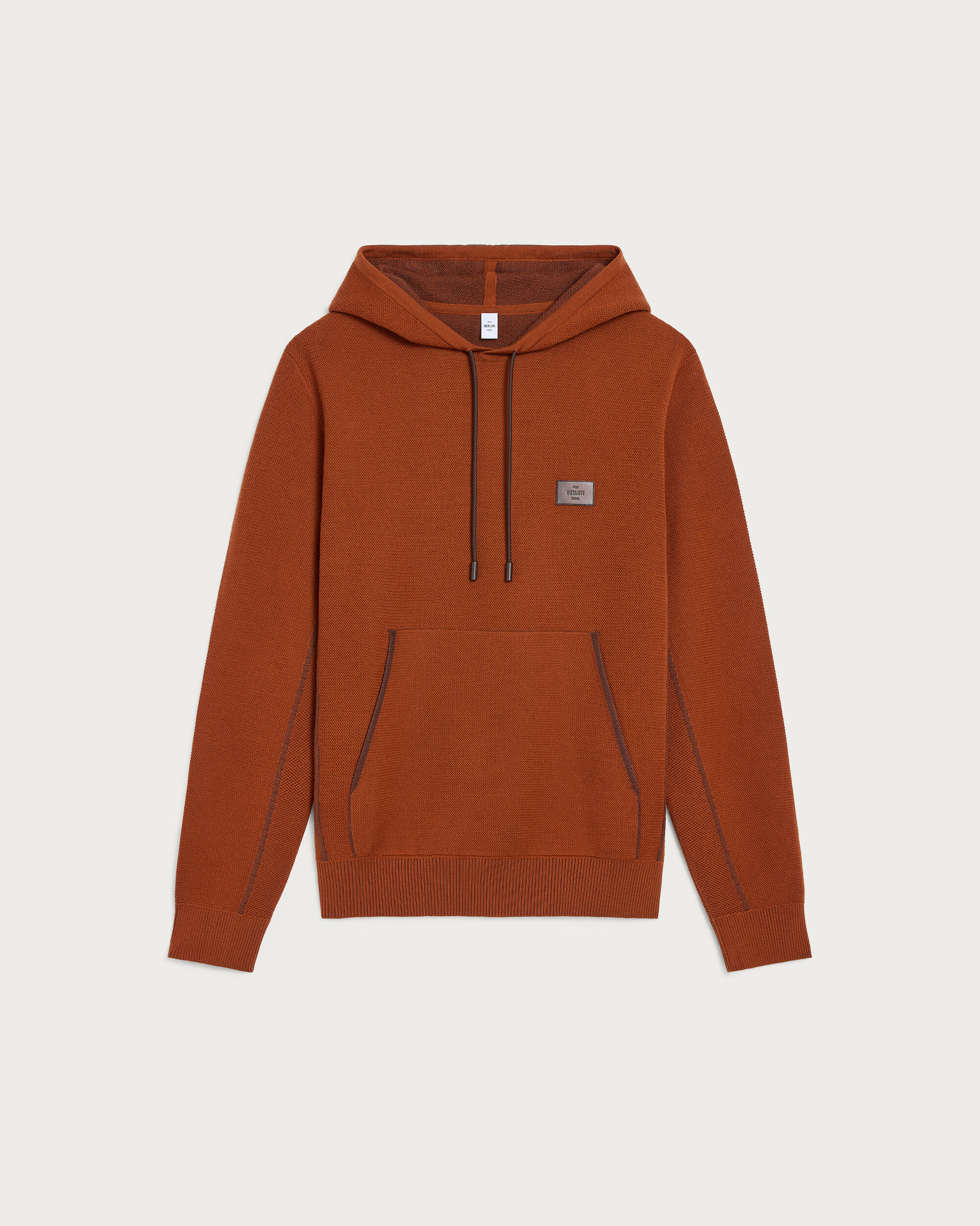Shadow Hoodie with Leather Details, Rust, hi-res