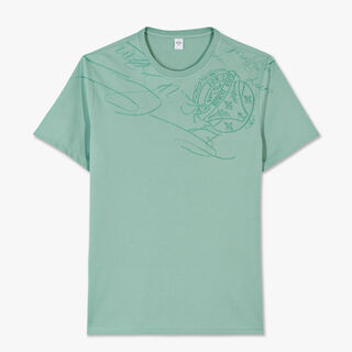 刺繍スクリット Tシャツ, ALMOND GREEN, hi-res