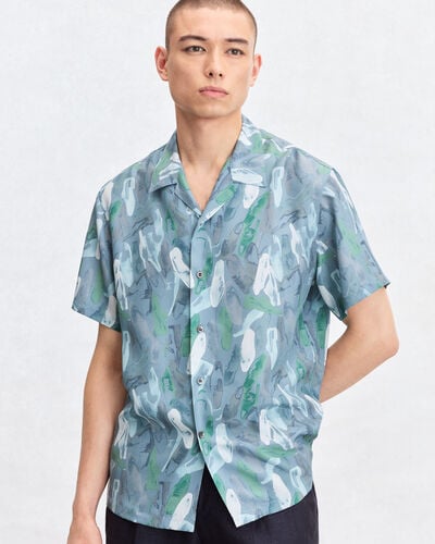 Shoes Polaroid Pattern Short-Sleeves Shirt, Cloudy Blue, hi-res