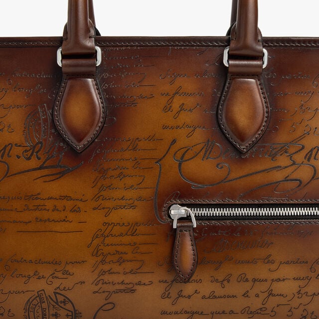 Un Jour Mini Scritto Leather Briefcase, CACAO INTENSO, hi-res 7