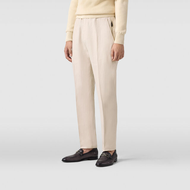 Linen Drawstring Pants, SAND LINEN, hi-res 3