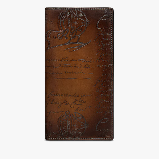 Portefeuille Long Zippé Santal En Cuir Scritto, CACAO INTENSO, hi-res 1