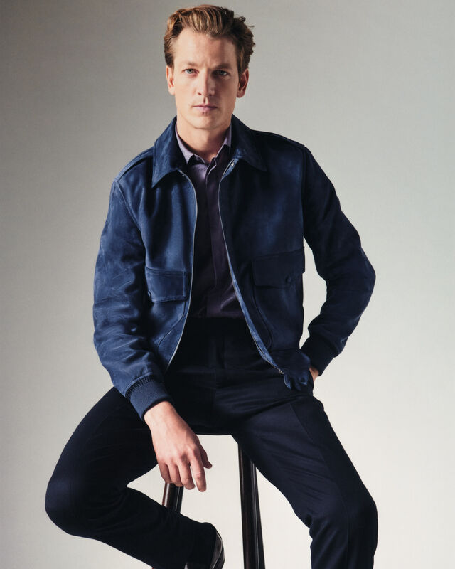 Suede Flight Jacket, DIM BLUE, hi-res 2