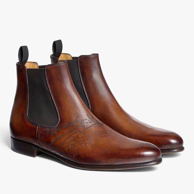 Bottine Cursive Galet En Cuir Scritto, EBANO, hi-res 4