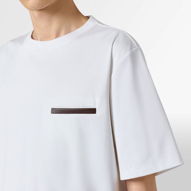 Leather Tab Pocket T-shirt, BLANC OPTIQUE, hi-res 3