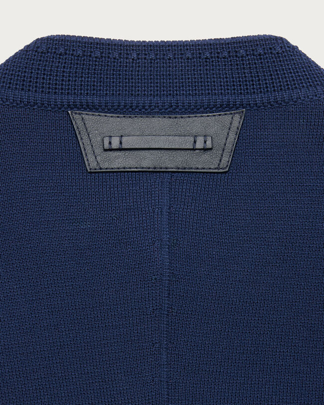 Bicolor Knitted Foresti&egrave;re with Leather Details, Navy & Purple, hi-res
