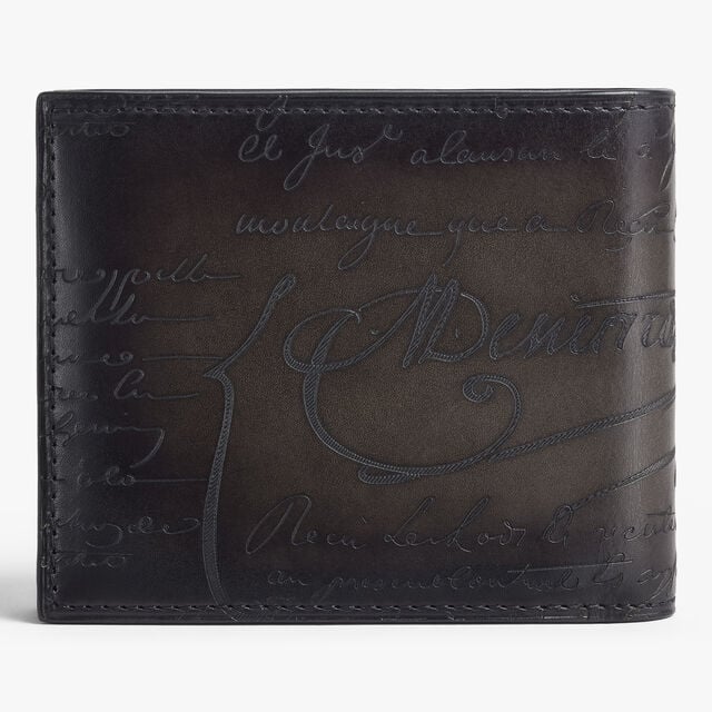 Makore Coin Scritto Leather Wallet, NERO GRIGIO, hi-res 3