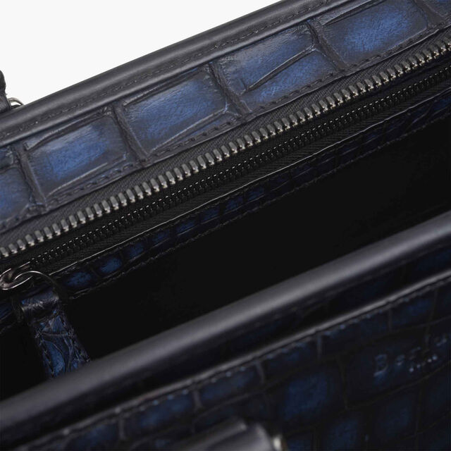 Un Jour Mini Alligator Leather Briefcase, NERO BLU, hi-res 8