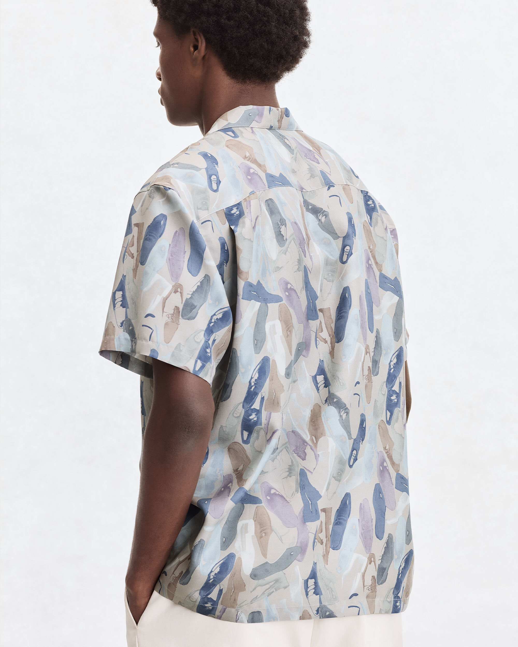 Shoes Polaroid Pattern Short-Sleeves Shirt, Pearl Grey, hi-res