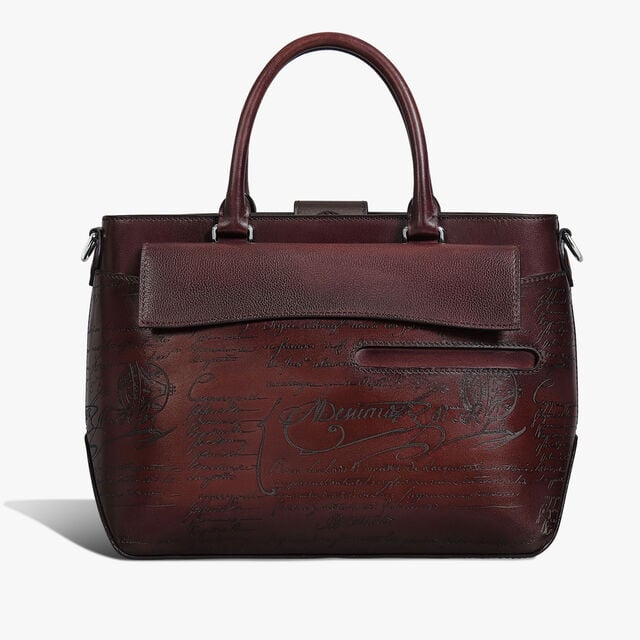 Toujours Xs Pocket Scritto Leather Tote Bag, LEGNO BRUCIATO, hi-res 1